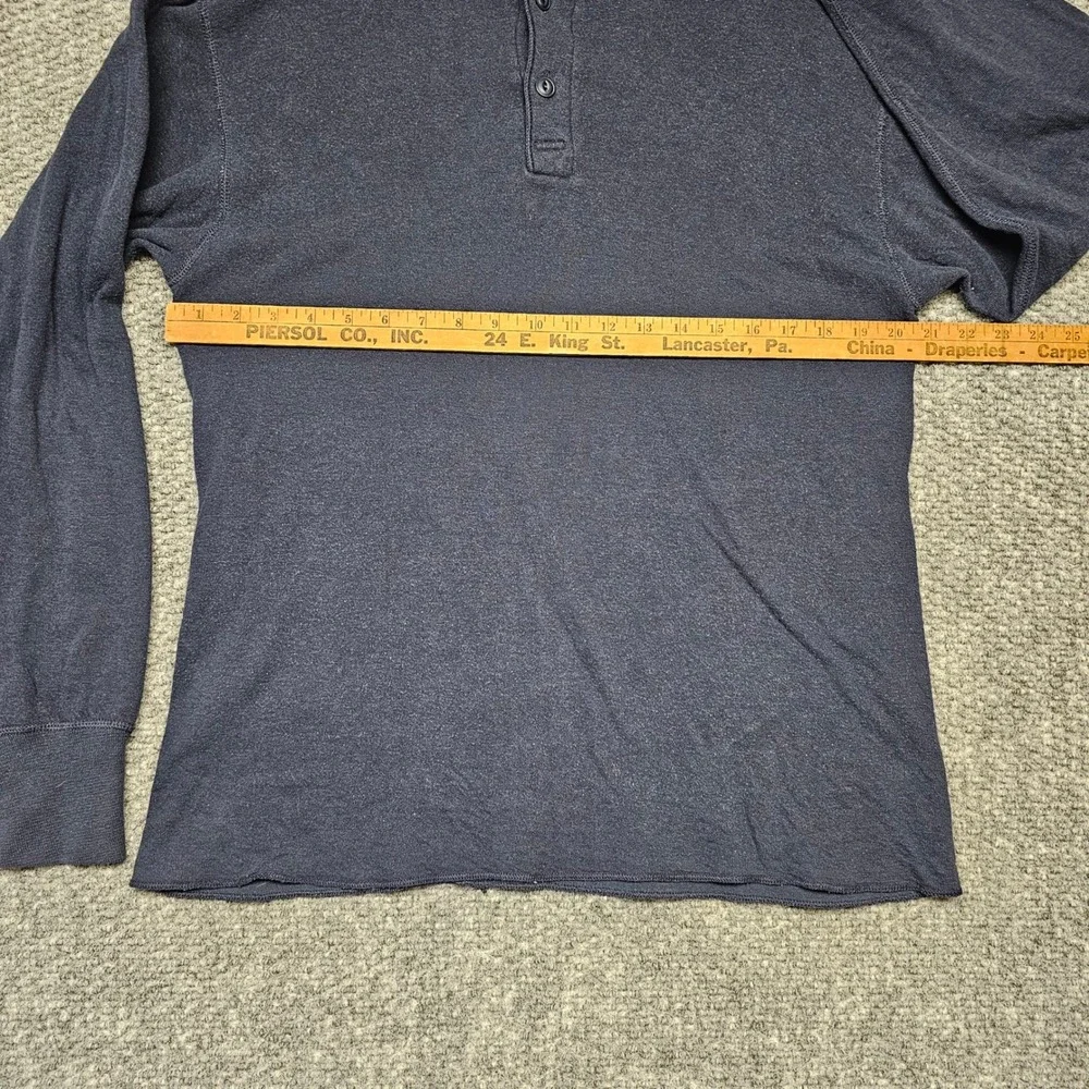 Vintage LL Bean Two Layer River Drivers Henley Shirt Navy Blue‎ Mens Size Large